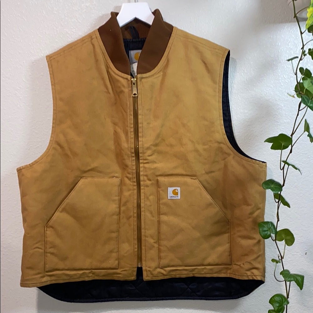 Carhartt Brown Work Vest Insulated Canvas RELAXED FIT FIRM DUCK RIB COLLAR Sz2xl - Picture 3 of 15